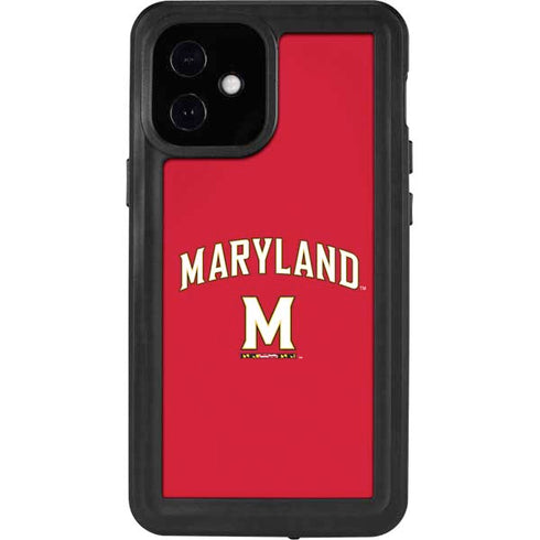 University of Maryland Collegiate Text Red iPhone 12 Mini Waterproof Case