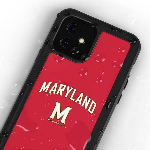 University of Maryland Collegiate Text Red iPhone 12 Mini Waterproof Case