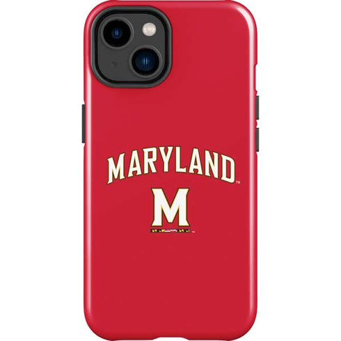 University of Maryland Collegiate Text Red iPhone 15 Plus Impact Case