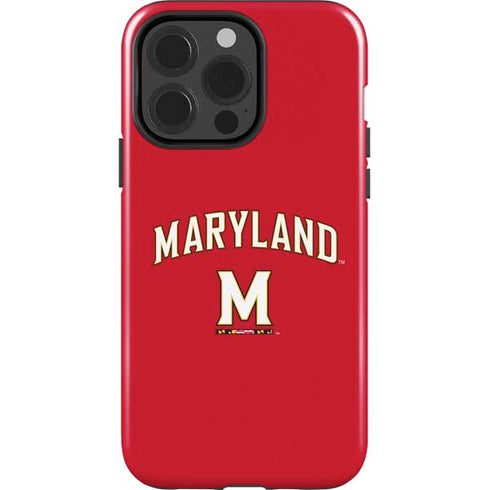 University of Maryland Collegiate Text Red iPhone 15 Pro Impact Case