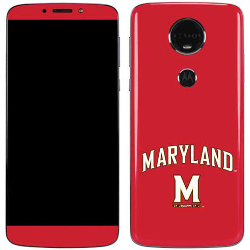 University of Maryland Collegiate Text Red Moto E5 Plus Skin