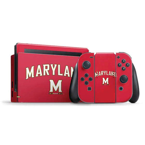 University of Maryland Collegiate Text Red Nintendo Switch Bundle Skin