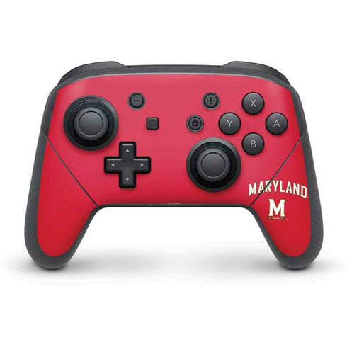 University of Maryland Collegiate Text Red Nintendo Switch Pro Controller Skin