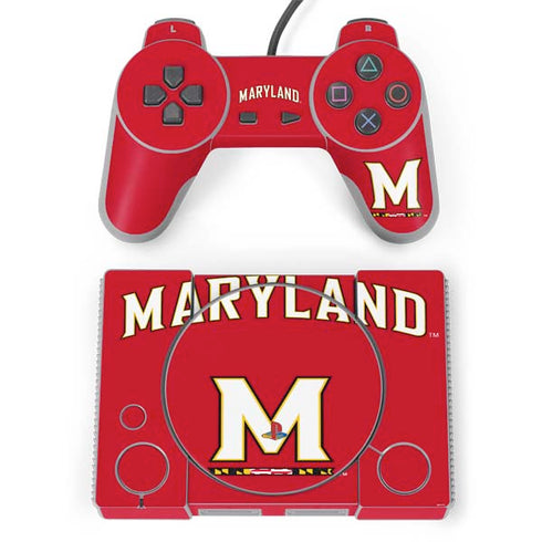 University of Maryland Collegiate Text Red PlayStation Classic Bundle Skin