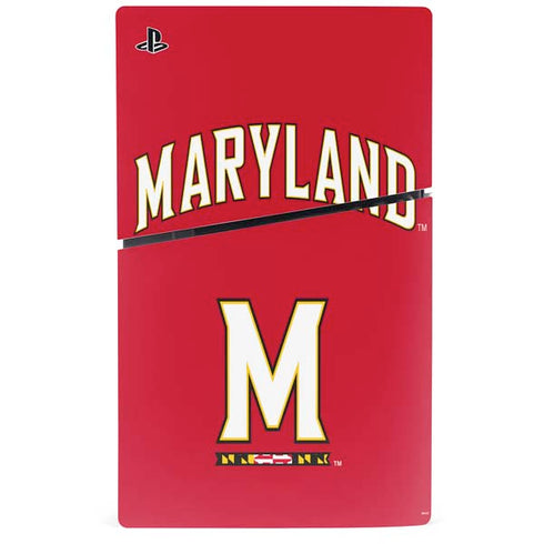 University of Maryland Collegiate Text Red PS5 Slim Disk Console Skin