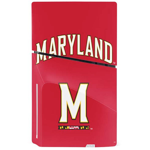 University of Maryland Collegiate Text Red PS5 Slim Disk Console Skin