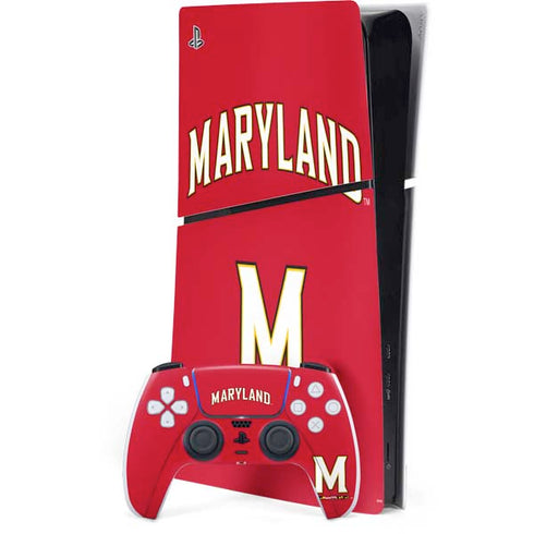 University of Maryland Collegiate Text Red PS5 Slim Digital Edition Console Skin