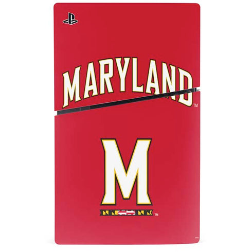 University of Maryland Collegiate Text Red PS5 Slim Digital Edition Console Skin