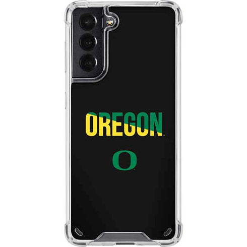 University of Oregon Split on Black Galaxy S21 5G Clear Case