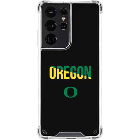 University of Oregon Split on Black Galaxy S21 Ultra 5G Clear Case