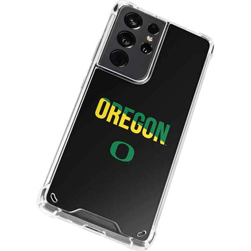 University of Oregon Split on Black Galaxy S21 Ultra 5G Clear Case