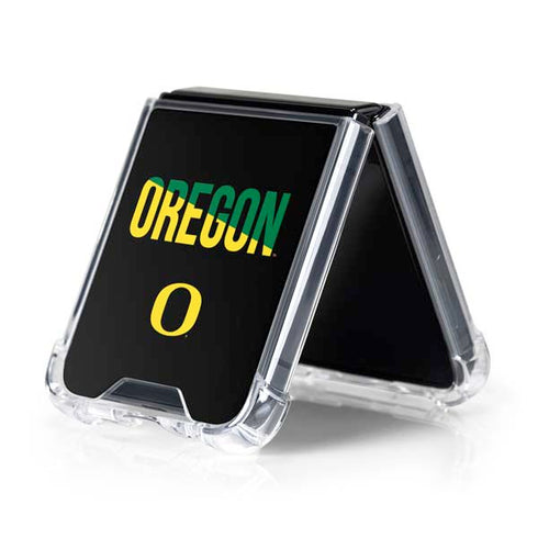 University of Oregon Split on Black Galaxy Z Flip5 5G Clear Case