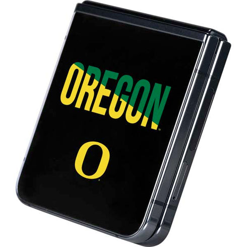 University of Oregon Split on Black Galaxy Z Flip5 5G Skin