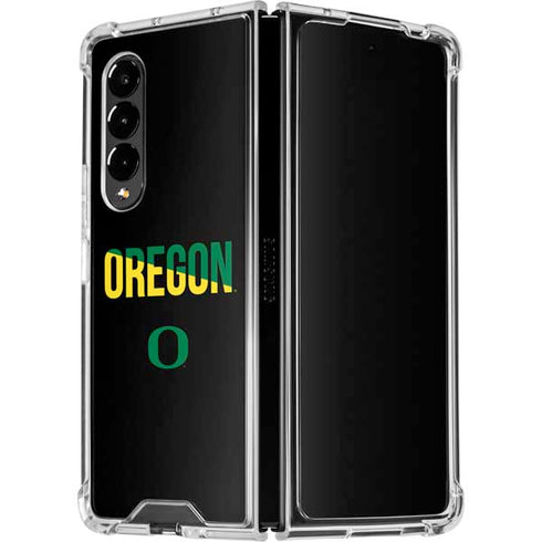 University of Oregon Split on Black Galaxy Z Fold4 5G Clear Case