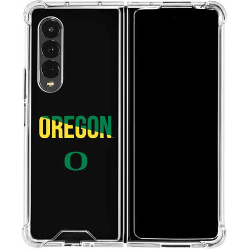 University of Oregon Split on Black Galaxy Z Fold4 5G Clear Case