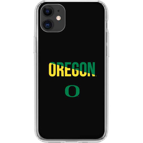 University of Oregon Split on Black iPhone 11 Clear Case
