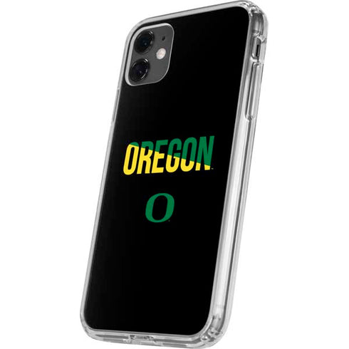 University of Oregon Split on Black iPhone 11 Clear Case