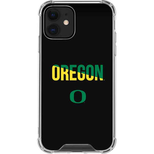 University of Oregon Split on Black iPhone 12 Clear Case