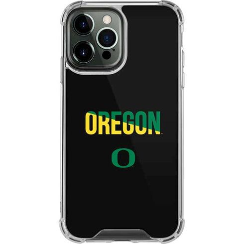 University of Oregon Split on Black iPhone 13 Pro Max Clear Case