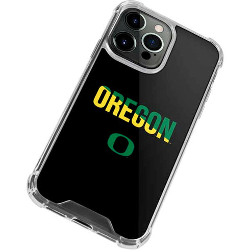 University of Oregon Split on Black iPhone 13 Pro Max Clear Case