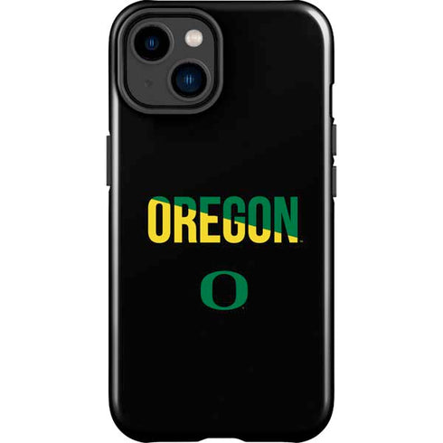 University of Oregon Split on Black iPhone 15 Plus Impact Case
