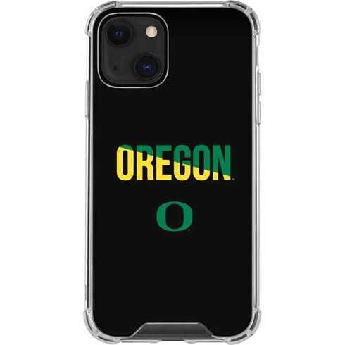 University of Oregon Split on Black iPhone 14 Plus Clear Case