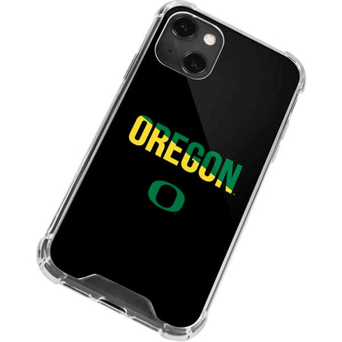 University of Oregon Split on Black iPhone 14 Plus Clear Case