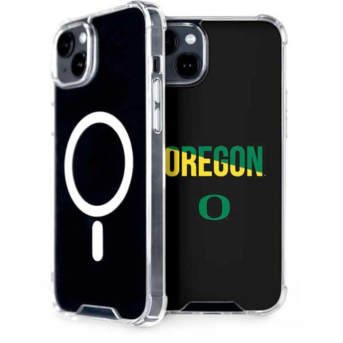 University of Oregon Split on Black iPhone 15 Plus MagSafe Case