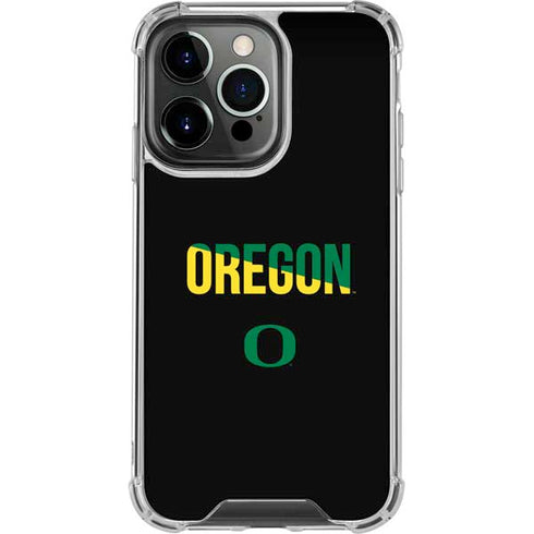 University of Oregon Split on Black iPhone 14 Pro Clear Case