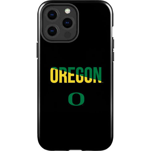University of Oregon Split on Black iPhone 15 Pro Max Impact Case