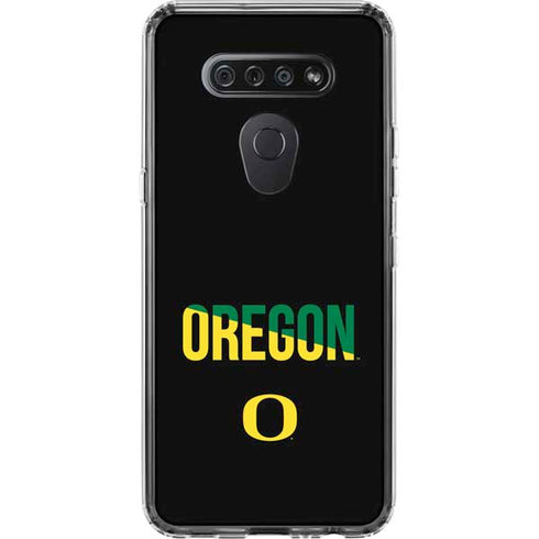 University of Oregon Split on Black LG K51/Q51 Clear Case