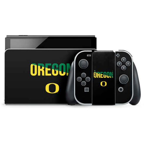 University of Oregon Split on Black Nintendo Switch OLED (2021) Skin