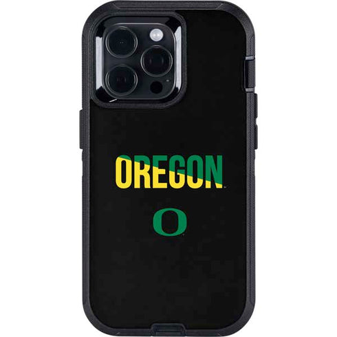University of Oregon Split on Black Otterbox Defender iPhone Skin