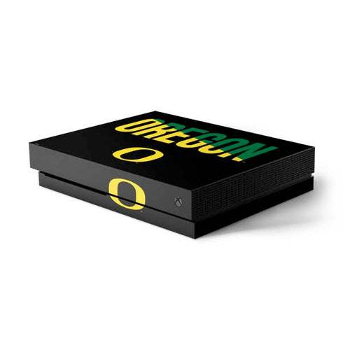 University of Oregon Split on Black Xbox One X Console Skin