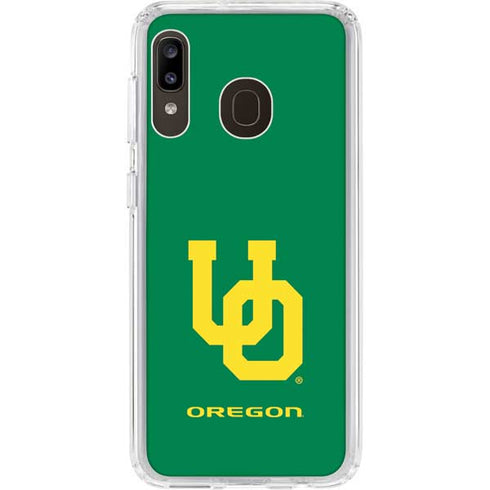 University of Oregon UO on Green Galaxy A20 Clear Case