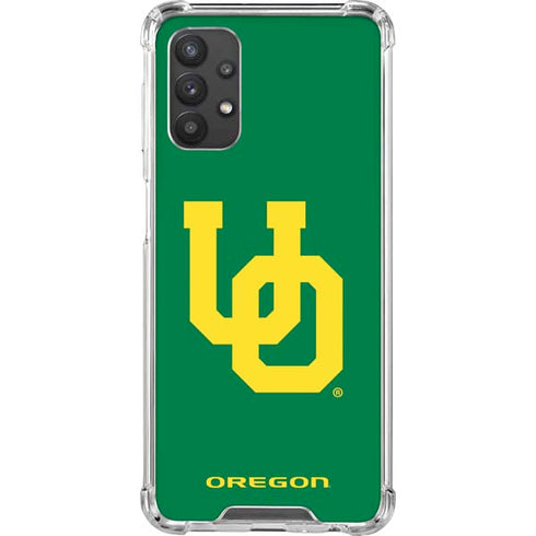 University of Oregon UO on Green Galaxy A32 5G Clear Case