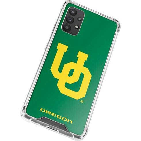 University of Oregon UO on Green Galaxy A32 5G Clear Case