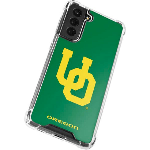 University of Oregon UO on Green Galaxy S21 FE Clear Case