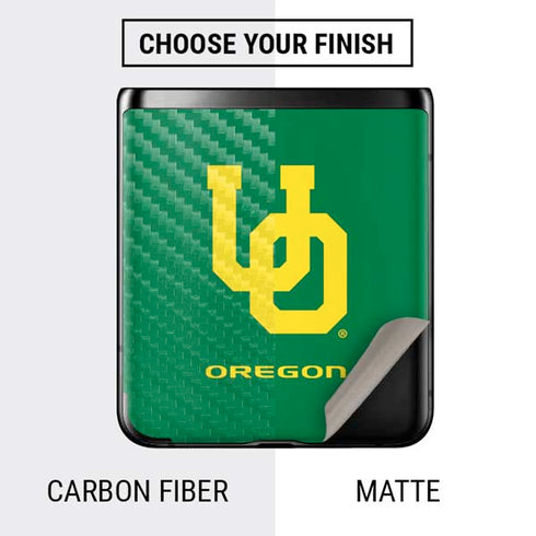 University of Oregon UO on Green Galaxy Z Flip Skin