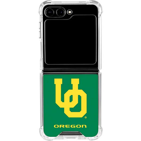 University of Oregon UO on Green Galaxy Z Flip5 5G Clear Case