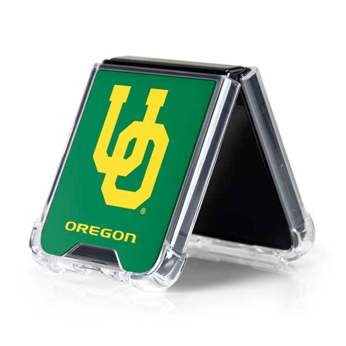 University of Oregon UO on Green Galaxy Z Flip5 5G Clear Case
