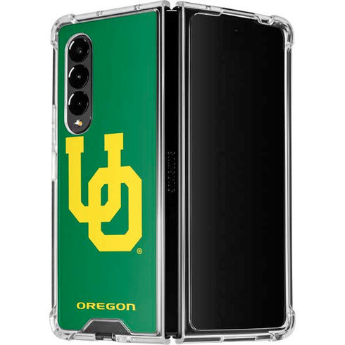 University of Oregon UO on Green Galaxy Z Fold4 5G Clear Case