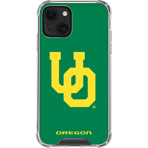 University of Oregon UO on Green iPhone 14 Plus Clear Case