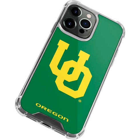 University of Oregon UO on Green iPhone 15 Pro Max Clear Case