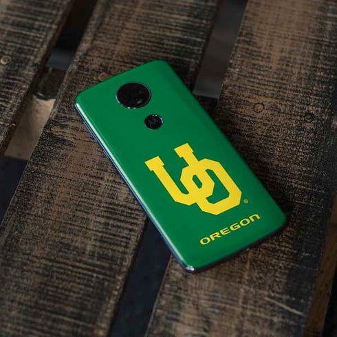 University of Oregon UO on Green Moto E5 Plus Skin