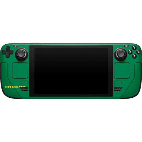 University of Oregon UO on Green Steam Deck Handheld Gaming Computer Skin