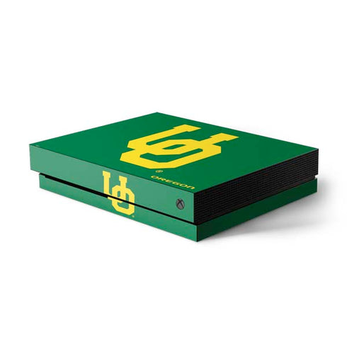 University of Oregon UO on Green Xbox One X Console Skin