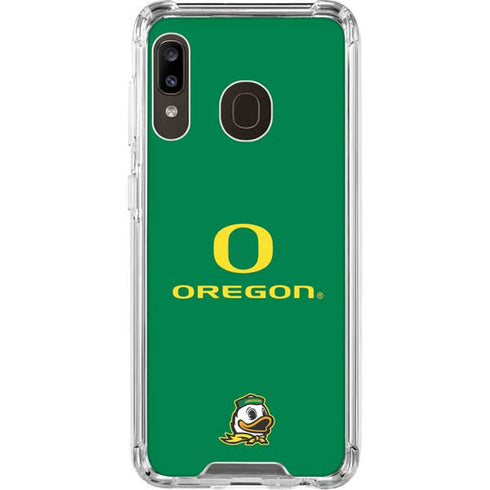 University of Oregon Yellow O with Text Galaxy A30 Clear Case