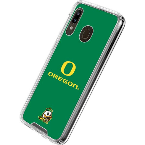 University of Oregon Yellow O with Text Galaxy A30 Clear Case