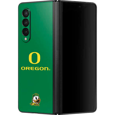 University of Oregon Yellow O with Text Galaxy Z Fold3 5G Skin